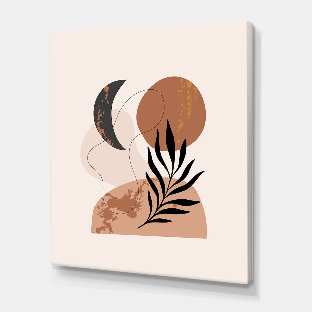 Designart - Moon & Sun Shapes In Retro Terracotta Tones I - Modern Canvas Wall Art Print